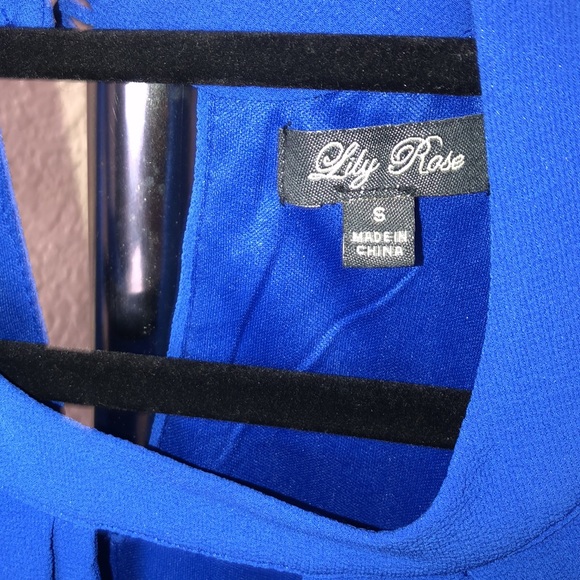 Lily Rose Royal Blue Cold Shoulder Dress - Picture 7 of 14